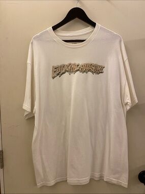FA White Crewneck T-Shirt with Rhinestone Graphic